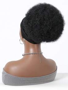 قطعة شعر مستعار أنيقة سوداء ذات تجعيدات أفريقية، ذات مظهر طبيعي، مناسبة للارتداء اليومي، مناسبة للنساء/الفتيات