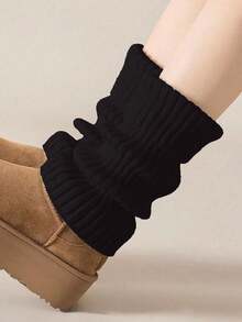 1/5 双女士护腿套，白色针织保暖小腿袜，适合秋冬季节。女士堆堆袜，保暖，袜口防漏气，粗针织细节，柔软保暖，时尚叠穿，秋冬季必备。 - 彩色 - 查看 20