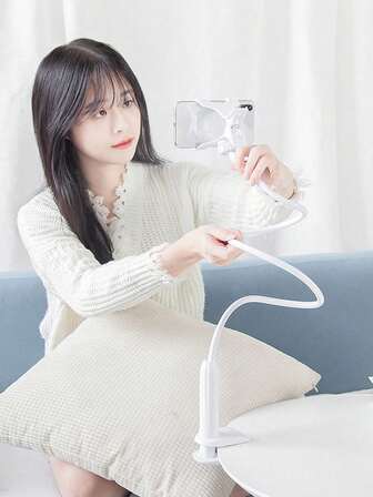 1pc Slouchy Spiral Aluminum Alloy Mobile Phone Holder, Desk & Bed Phone/Tablet Stand, Live Streaming Accessory