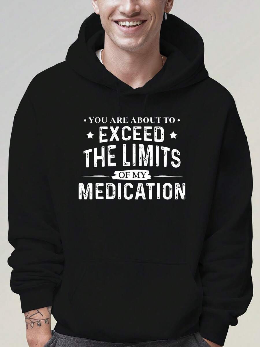 Sudadera con capucha de felpa de moda americana estampada para hombres, regalo para hombres - Negro - Ver 1