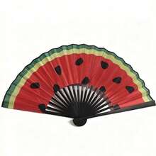 1把西瓜折叠扇，小型手持扇，适合跳舞、聚会、角色扮演、送礼 - 多色小西瓜扇 - 查看 4