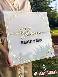 3D Acrylic Business Sign | Custom Text Wall Signage | Rectangle Logo Sign | Hair Salon, Nail Studio, Aesthetics Clinic, Beauty Shop Signs Custom Acrylic Logo Sign For Business – Personalized Bar, Office Wall Decor & Outdoor Sign, Perfect Business Or Office Gift, Logo Display Personalized Acrylic Office Sign | Custom Business Logo Display - Multicolor - View 2