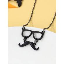1pc Zinc Alloy Black Mustache Shaped Pendant Necklace, Suitable For Women To Wear On Halloween Occasions - 黑色 - 查看 3