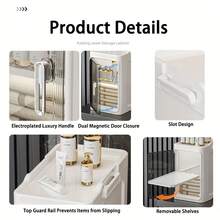 1/2/3/4-Tier Tall Narrow Storage Cabinet With Movable Wheels, Adjustable Shelves, Anti-Tip, Slim, For Small Space, Bathroom, Kitchen, Laundry, White - trắng - Xem 4