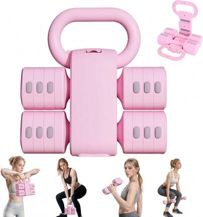 Adjustable Kettlebell Set 4-In-1 For Women - 5.5-12.1lbs Convertible Free Weights, Home Gym Dumbbell Set With Ergonomic Grip For Strength Training, Storage Saving Design (2 Dumbbells To 1 Kettlebell)