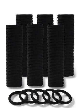 [100 st] Stora svarta hårsnoddar, tjocka sömlösa hårband för kvinnor och flickor, elastiska hästsvanshållare, hårsnoddar som inte skadar för tjockt, tungt lockigt hår, hårgummiband, scrunchies, hårrep, elastiskt hårsnodd