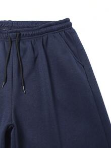 Men's Thickened Sweatpants, Fashionable Drawstring Waist, Cuffed Hem, Autumn/Winter - Royal Blue - View 7