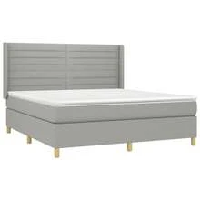 vidaXL Boxspringbett mit Matratze & LED Hellgrau 180x200 cm Stoff - Grigio - Visualizzare 4