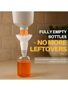 1pc Universal Bottle Emptying Kit - Reusable Liquid Transfer Connector With No Waste Funnel Adapter, Compatible With Soap, Shampoo, Conditioner, Lotion & Bathroom Use, Durable Plastic Design, Bathroom Essentials, Modern Kitchenware - Multicolor - View 2