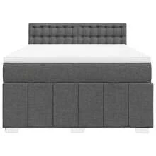 vidaXL Boxspringbett mit Matratze, dunkelgrau, 160x200 cm, Stoff - Grau - Übersicht 4