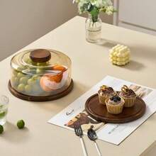 1/2pcs Natural Acacia Wood Round Chopping Board - Elegant Tabletop Decor For Kitchen, Dining Room, Party, Holiday, Cutting Board, Kitchen Tool - Ideal Christmas, Thanksgiving, Valentine's Day, Halloween Gift - Autumn Home Decor, Party Table Accessory, Stylish Kitchen Gadget, Must-Have For Cooking Enthusiasts - Orange - View 6