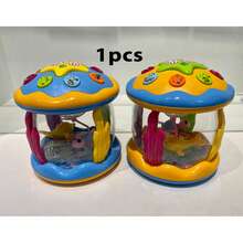 Juguete de tambor de música interactiva para niños (12M+) - Juguete giratorio del océano - 1 pieza de proyector musical con luz giratoria, juguete de tiempo de panza para bebés, regalo ideal para fiestas/cumpleaños - Multicolor - Ver 12