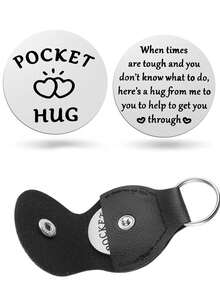 1 Pocket Hug Token Inspirational Reminder Gift Soul High Quotes, Inspirational Decision Coins Fashion Carving Pocket Hug Keychain Set, Inspirational Gifts For Family, Friends, And Colleagues