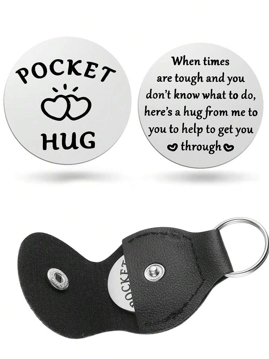 1 Pocket Hug Token Inspirational Reminder Gift Soul High Quotes, Inspirational Decision Coins Fashion Carving Pocket Hug Keychain Set, Inspirational Gifts For Family, Friends, And Colleagues