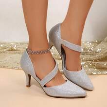 Women's Black Suede Pointed Toe Pumps – Classic 3 Inch High Heel Dress Shoes For Office, Casual, Party & Wedding - 銀色閃光 - 查看 5