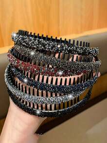 6个时尚水钻发圈，防滑发夹，适合日常使用 - 彩色 - 查看 5