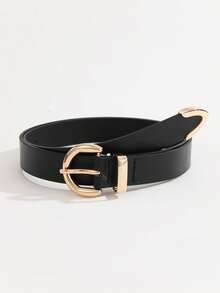 1pc Women's Casual Semicircle Buckle PU Leather Belt, Fashionable, Elegant, Versatile - Black - View 9