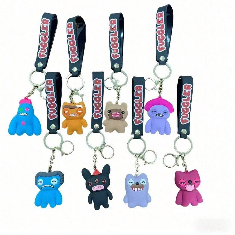 可爱怪兽毛绒玩偶，造型怪兽钥匙扣挂件，盲盒配件 - 彩色 - 查看 1