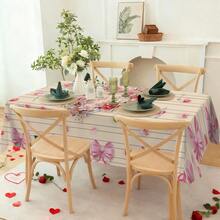 1pc/50pcs Valentine's Day Theme Tablecloth - Romantic Heart Wreath With Pink Bow Print, Foldable, Easy Storage, Polyester, Suitable For Kitchen, Dining Room, Holidays, Parties, Easy To Clean Valentine's Day Rectangular Tabletop Decor, Party Tablecloth, Modern Dining Table Cloth - Multicolor - View 13