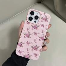 1 carcasă de telefon cu textură din piele mată roz, minimalistă, cu protecție pentru lentile, ecran complet, buchet de trandafiri și flori, model floral drăguț, compatibilă cu 16 Pro Max, 17/16/15/14 Plus, 13/12/11 - Multicolor - Vizualizare 2