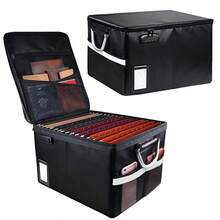 Fireproof File Storage Organizer Box With Lid, Collapsible Folder Document Box - Black - View 6
