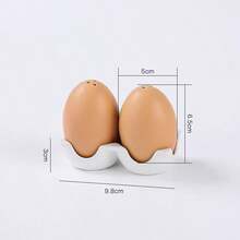 创意陶瓷蛋形调味罐套装，家用调料瓶，盐和胡椒瓶带牙签筒，造型别致，家居装饰配件，适用于餐厅、厨房、酒店，可作为乔迁礼物赠送。 - 彩色 - 查看 11