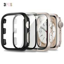 【3 件装】适用于 Series SE Ultra 11/10/9/8/7/6/5/4/3/2/1 的表壳，尺寸为 38mm、42mm、46mm、45mm、44mm、40mm、41mm、49mm，配备钢化玻璃屏幕保护膜、硬质 PC 保护边框和超薄表壳。