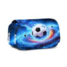 足球游戏图案铅笔盒，双层翻盖文具盒，可装铅笔、钥匙、手机、硬币、小物件，适合学校、家庭、送礼、度假、节日（返校季、圣诞节）使用。 - 彩色 - 查看 17