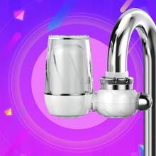 1 Piece Faucet Water Filter With Ceramic Filter Cartridge, Reusable And Washable, 7-Stage Activated Carbon Filter, Physical Filtration To Remove Impurities And Purify Tap Water, Faucet Mounted Water Filter - White - View 10