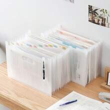 1pc Expandable Accordion File Folder, 13 Pockets A4 Handheld Multi-Layer Document Organizer, Student Exam Paper Binder, Large Capacity Desktop Expanding File Folder, Office Supply Storage, Horizontal Document Holder, Transparent Page Protector, Back To School/Graduation Gift (Random Color Index Stickers Included)