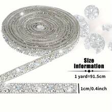 1 Yards Resin Beads Rhinestone Ribbons Self Adhesive Artificial Diamond Crystal Ribbon Roll Glitter Resin Belt Bling Rhinestone For Shoes Clothing Decor DIY ,Bag, Ceremonial Dress - Màu AB - Xem 3