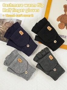 1 Pair Thick Knit Winter Gloves - Touchscreen Compatible, Soft & Breathable - Washable, Unisex