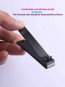 1pc Black & Silver Straight Nail Clipper, Nail Trimming Tool Suitable For Men And Women