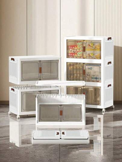 45CM-2/3/4/5-Layers    Storage Bins With Lids Large Stackable Storage Bins With Wheels And Door Storage Containers Box For Closet Organizers And Storage Plastic Drawer Storage For Bedroom Office Kitchen School