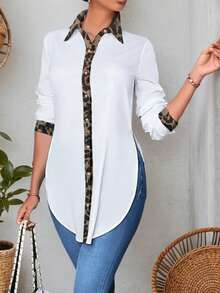 Long Sleeved Fashionable Versatile Shirt - White - View 1