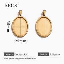 5 đế mặt dây chuyền đá quý nhiều kích cỡ bằng thép không gỉ mạ vàng 18K, phụ kiện làm trang sức DIY, thích hợp cho trang sức thủ công của nữ, đeo hàng ngày. - Mặt dây chuyền hình bầu dục - Xem 13