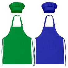 2 Packs Green&Red Kids Apron And Chef Hat Set-Children Kids Apron For Girls Boys Cooking Painting Baking ,Christmas DIY Party,Wear 6-13 Ages - Multicolor - View 22