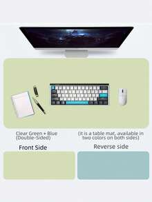 1pc (Random Color) Double-Sided Keyboard & Mouse Pad, Faux Leather Desk Mat For Laptop, Computer, Office, 30*60cm