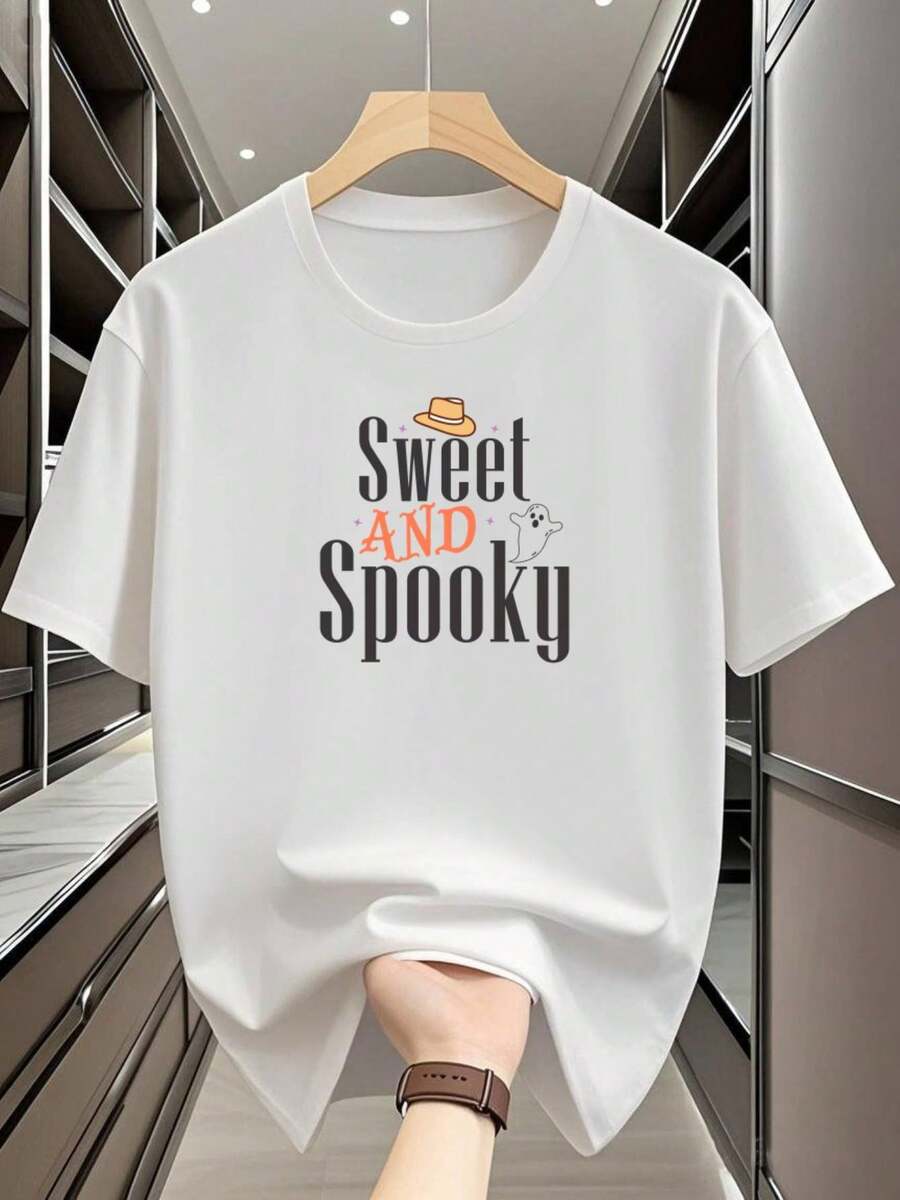 Summer Bestsellers [High Rating Halloween] Hip-Hop Top Quick-Drying Function Plus Size T-Shirt Lightweight And Comfortable Fashion T-Shirt Loose Fit Solid Color Printed T-Shirt Relaxed And Comfortable Men's White T-Shirt Rich And Colorful Loose T-Shirt Non-Fading Youthful Atmosphere Supple - 白色 - 查看 1