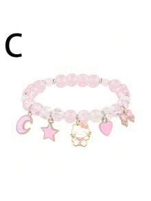 Sanrio Sanrio 1 Pc Hello Kitty Cute Kitty Bracelet Stuff Kawaii Set Crystal Bead Elastic Friendship Bracelets Birthday Christmas Jewelry Gifts For Girl Girlfriend Best Friend Sister