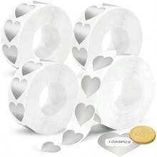 Etiquetas Adhesivas para Rascar 4PCS, 1200 piezas Etiquetas Circulares Adhesivas, Pegatina Rascable de 2.5 cm para Bodas, Fiestas, Revelaciones de género - Corazón de plata - Ver 1