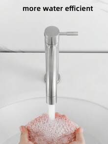 304不锈钢浴室洗脸盆龙头，单冷水出水嘴，耐腐蚀，无需用电，适用于厨房和浴室 - 拉絲 - 查看 10