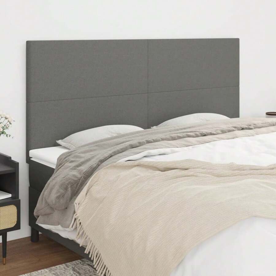 vidaXL Kopfteil Dunkelgrau 160 X 5 X 118/128 Cm Stoff - Grey - View 1