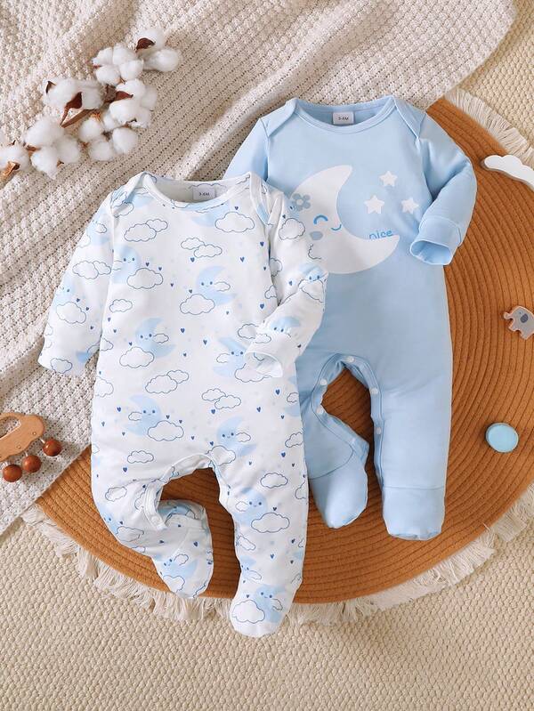 3pcs Baby Boys' Cute Daily Casual Bear Print + All-Over Bear Print + Solid White Short Sleeve Romper Set, Autumn
