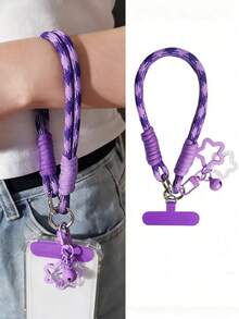 2026新年音乐节/婚礼季手机挂绳，彩色多巴胺手机挂绳/吊坠，紫色，可爱星星，甜美少女风，适用于所有手机壳，创意礼物，尼龙腕带，适配各种手机壳，通用夹式挂绳，编织绳腕带带吊坠，适合女性，购物防摔吊坠配件，生日、节日送给妈妈、家人、朋友的手机挂饰礼物，手机挂绳（由于拍摄光线和角度原因，可能存在轻微色差，请以实物为准。） - 彩色 - 查看 4