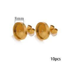 10 st 6 8 10 12 mm rostfritt stål platt örhängesfattning tom örhängesbas med resin cabochon bricka DIY smyckestillverkning grossist - örhängehållare - Visa 7