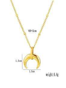 1件极简主义18K金钛钢新月吊坠项链，欧美风格珠宝