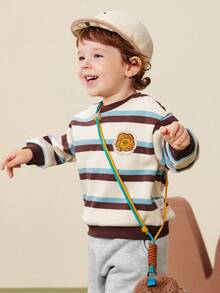 mini bala 男婴卫衣，柔软保暖内衬，温暖可爱的针织上衣，2025冬季款式 - 藍咖色調 - 查看 2