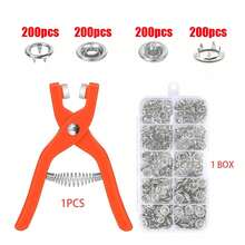 50/200套彩色扣环，1套实心五爪扣安装工具，钩针扣眼扣，四合一五爪扣纽扣服装扣隐藏式扣隐形实心母扣五爪扣安装工具套装服装扣校服裤母扣，春季适用