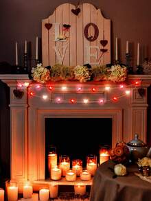 16.40ft/500cm, 9.84ft/300cm, 6.56ft/200cm - Valentine's Day Decor - LED Valentine's Day String Lights, Red Pink White Heart Shaped Lights, USB Powered, Valentine's Day Decor - Heart Fairy Lights - Romantic Home Bedroom Decor - 彩色 - 查看 4